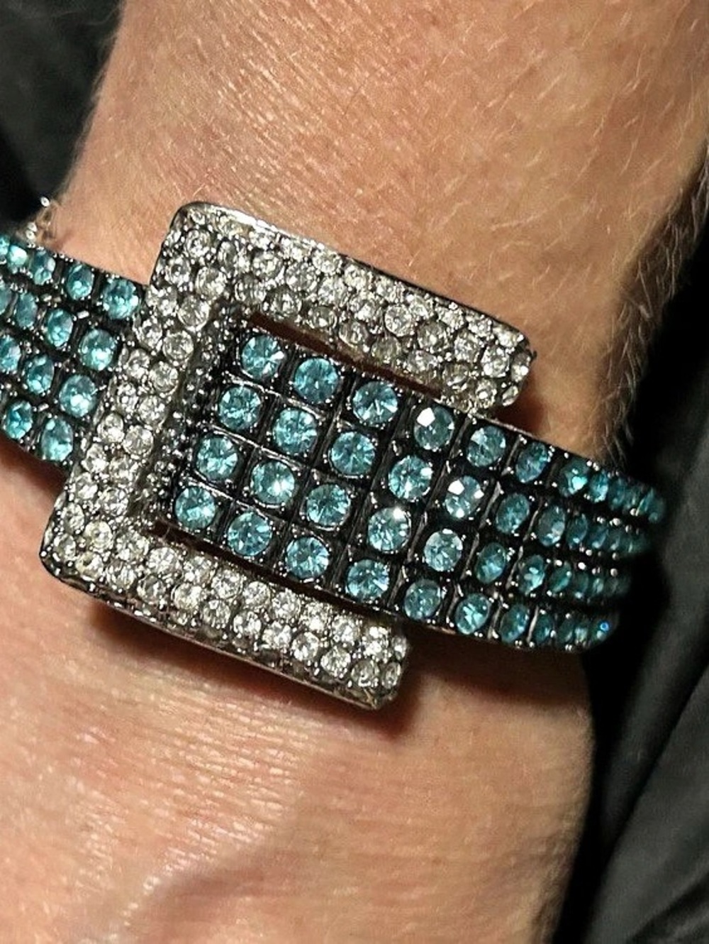 Blue Rhinestone Statement Bracelet - Picture 4 of 11